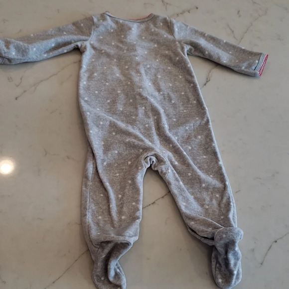 Carter's Fleece Dalmatian Puppy Dog Footie PJs grey baby girl 9m Gray - Picture 5 of 5